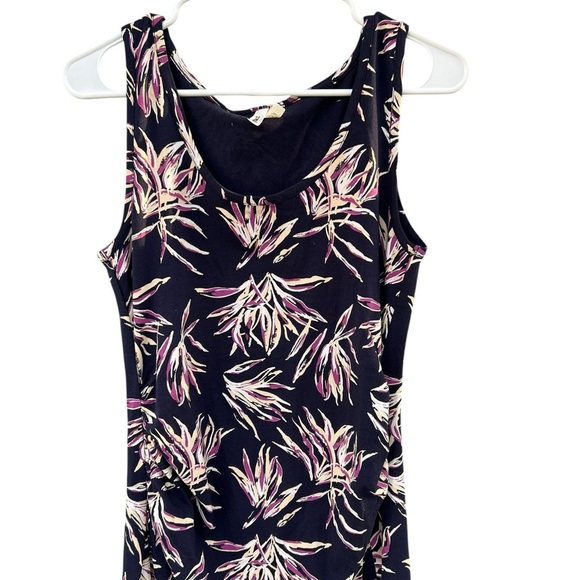 Pact Maternity Freesia Palms Ruched Tank Midi Dress Size Medium - Organic Cotton - Picture 4 of 9